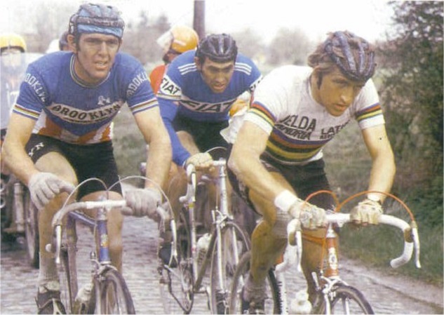 De Vlaeminck (left) with Merckx and Maertens