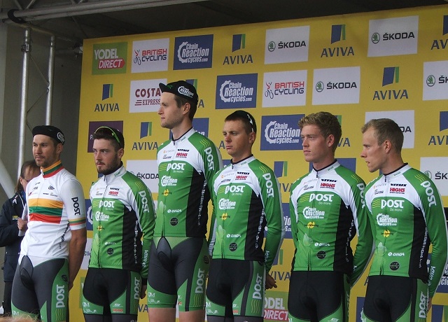 The team being presented on stage at Beaumaris
