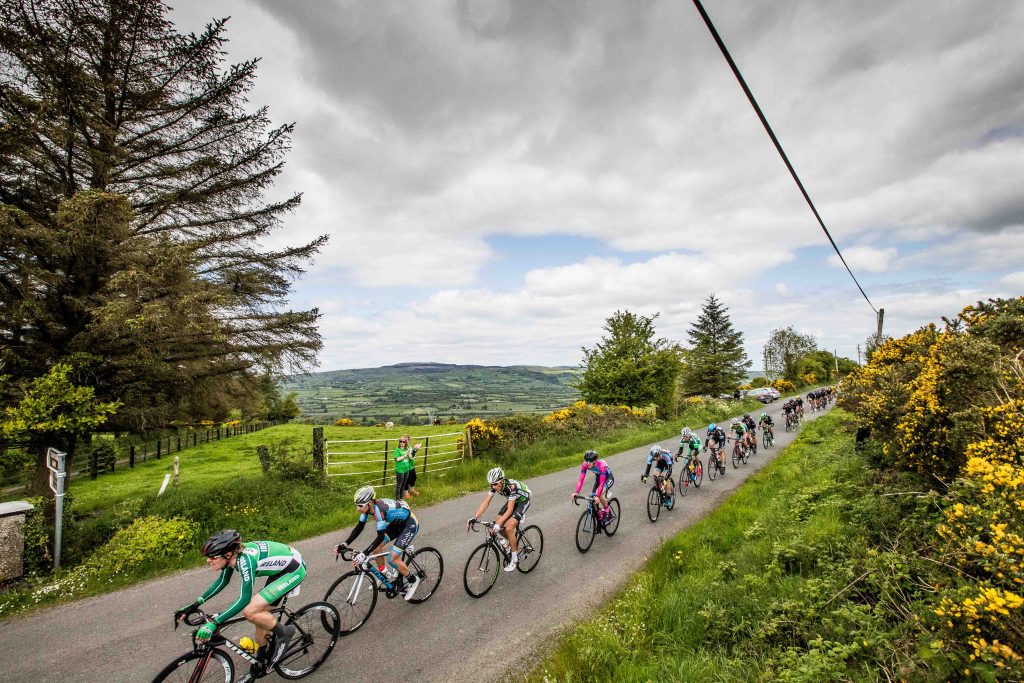 The main bunch of riders in the An Post Rás on the Shalee climb outside Newport Photo: ©INPHO/Morgan Treacy