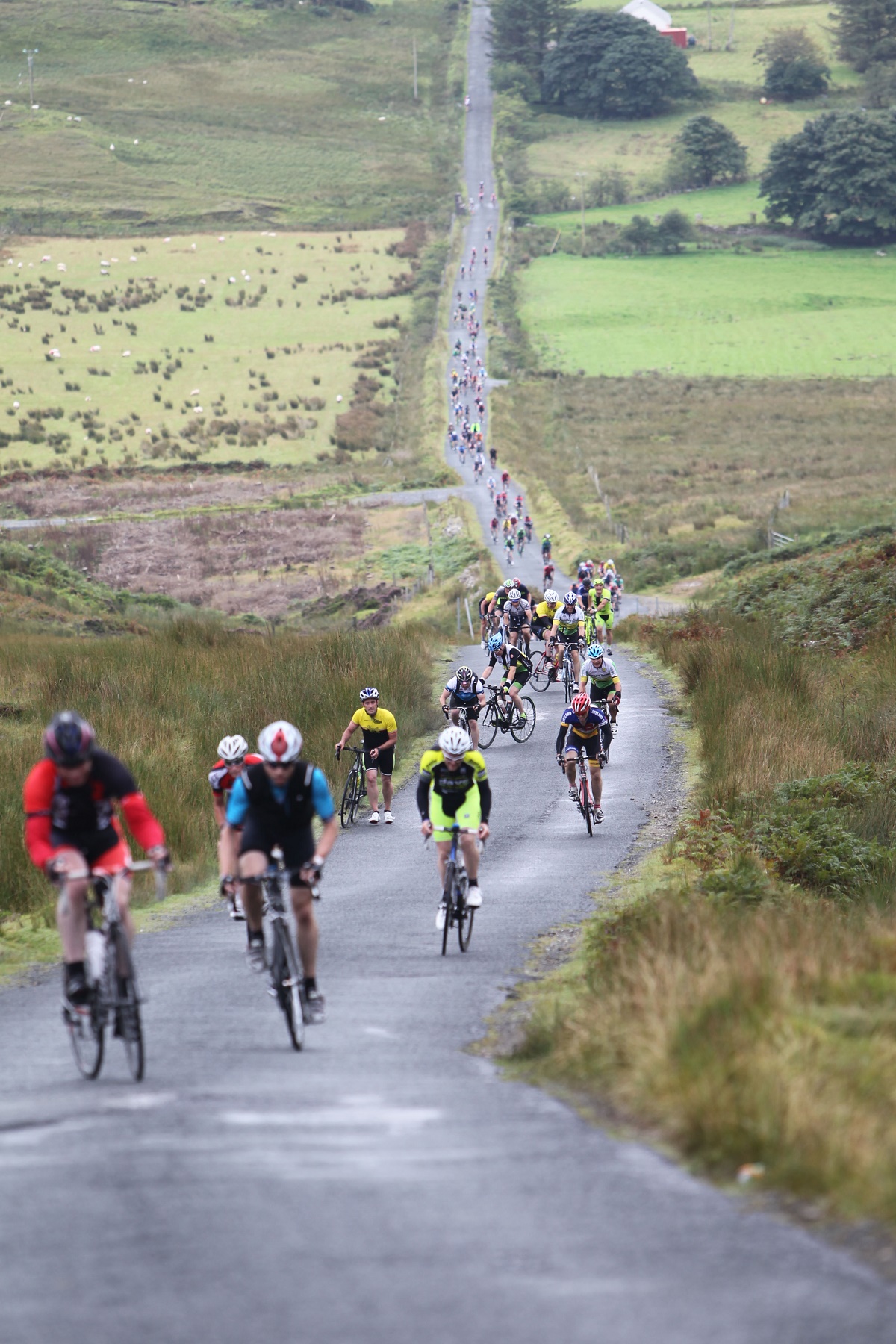 Riders climb Mamore Gap during the  Inishowen 100 (Photo: © Charles Nicell)